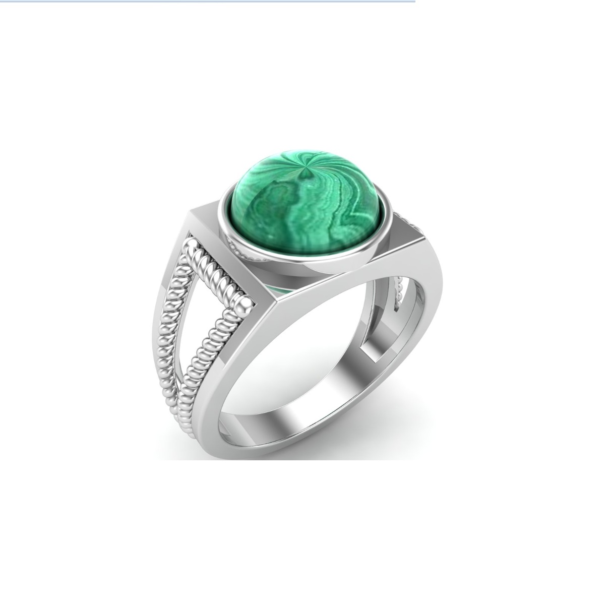 Bague malachite argent Venise